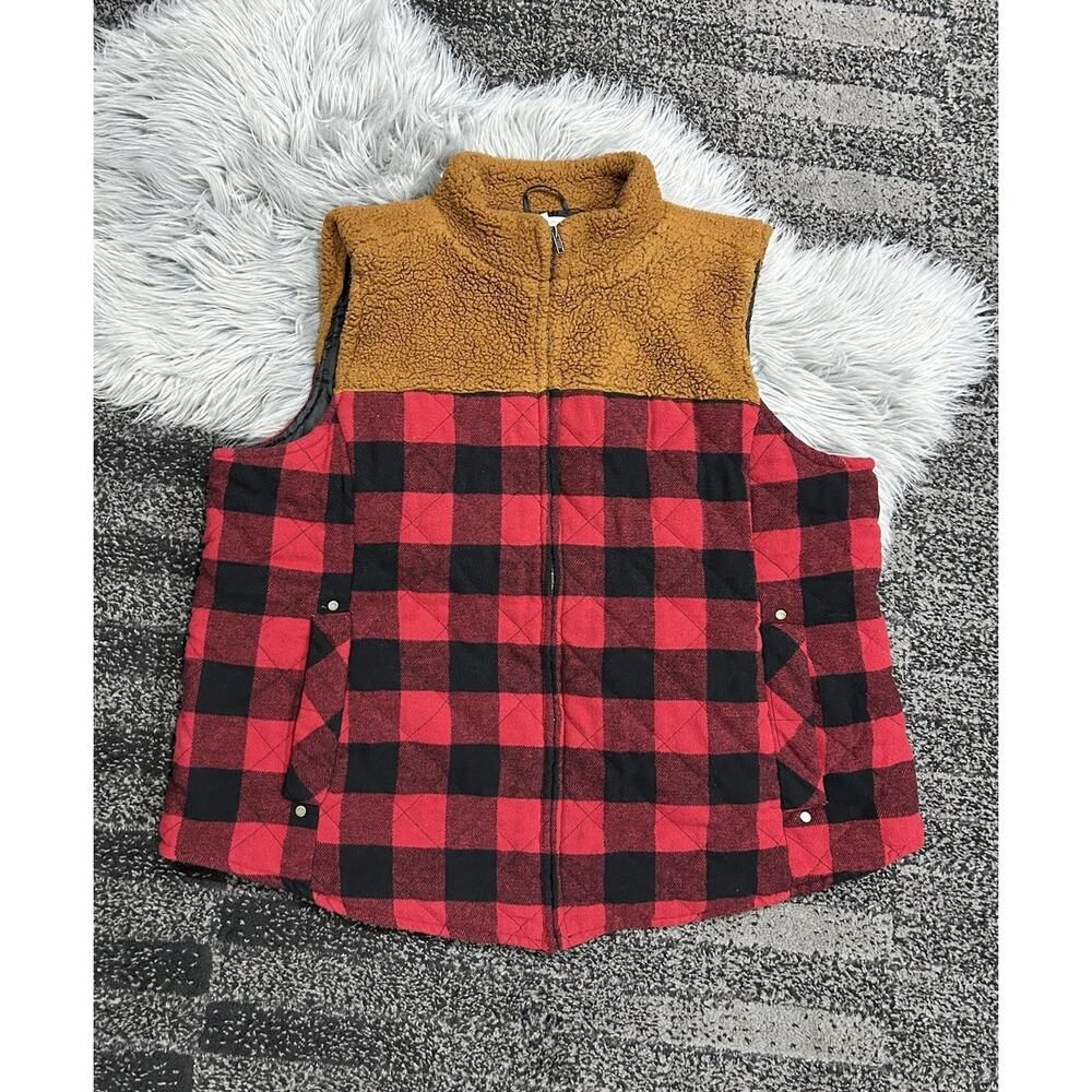Maurice's Women's Plus Size Buffalo‎ Plaid Sherpa Block Vest Size 3X